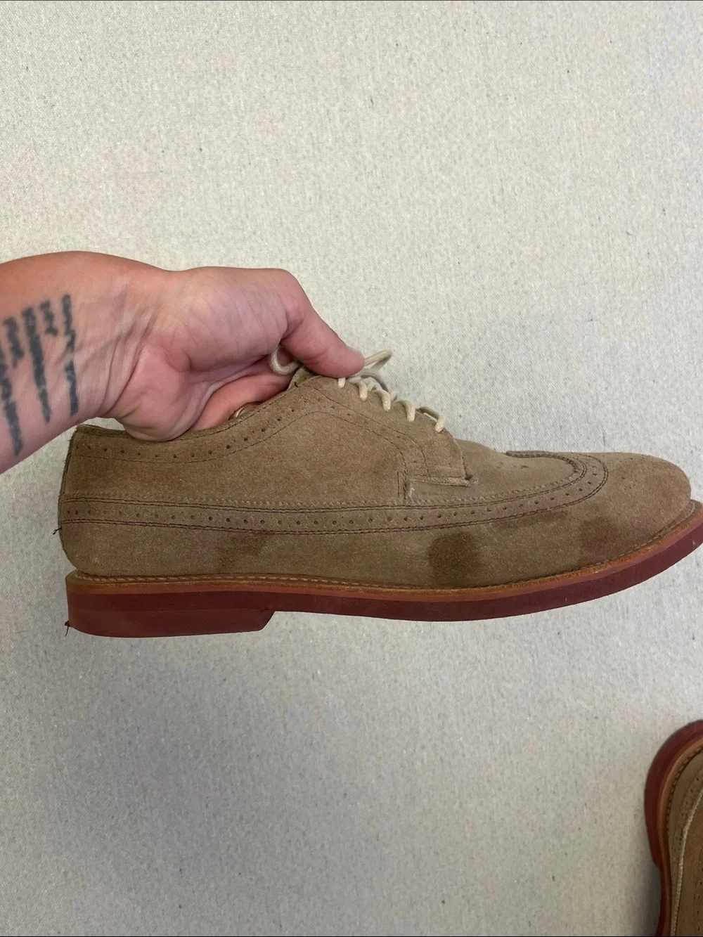 Walk-Over Men’s 9.5 M Suede Wingtip Brogue Oxford Shoes Made in USA